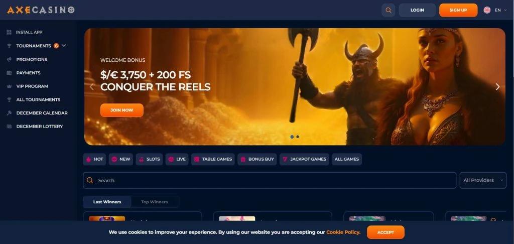 Axe Casino HP screenshot