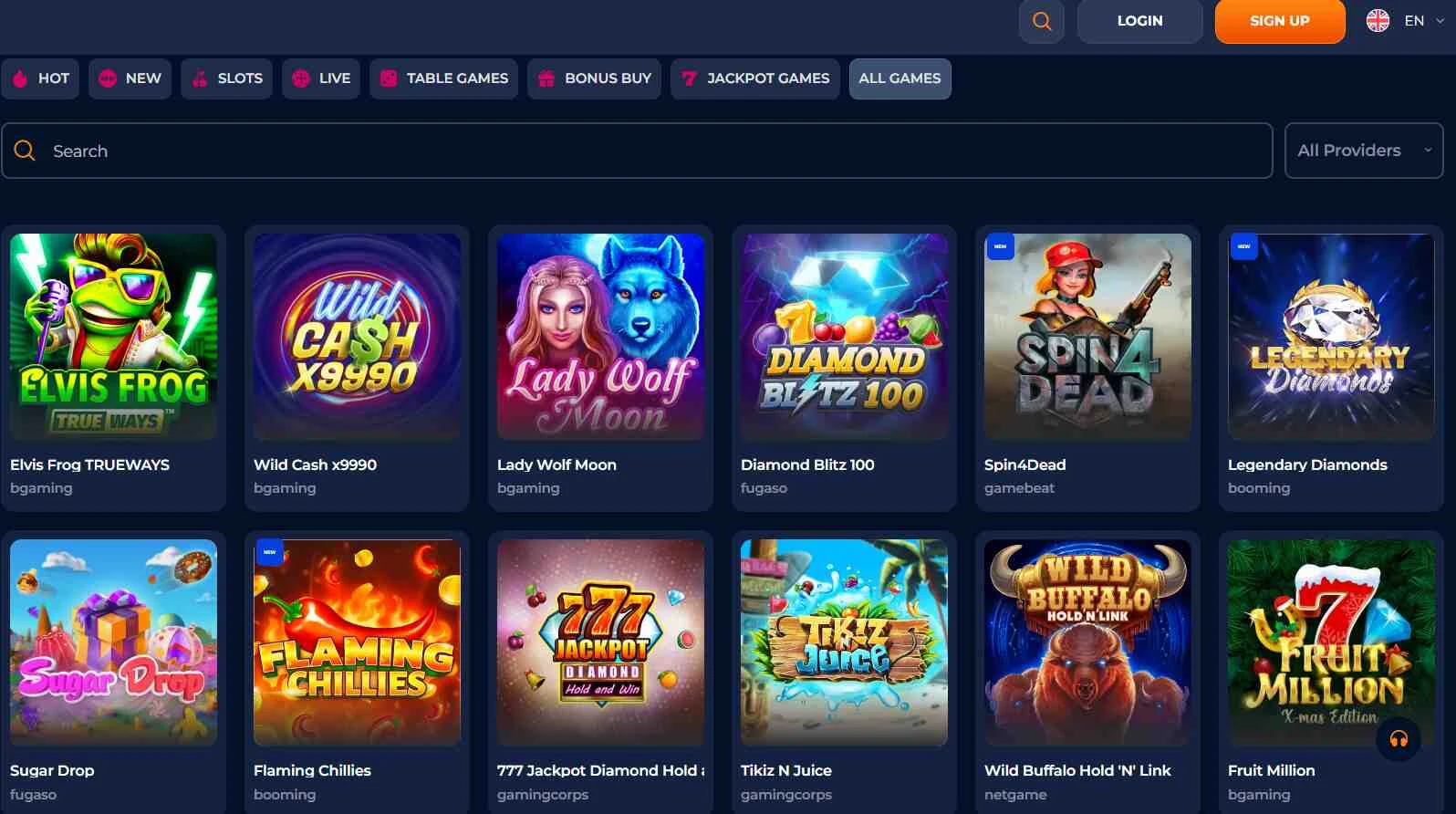Axe Casino games screenshot