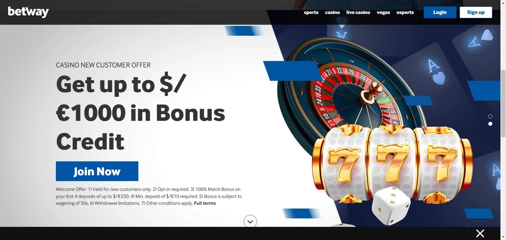 Betway HP screenshot