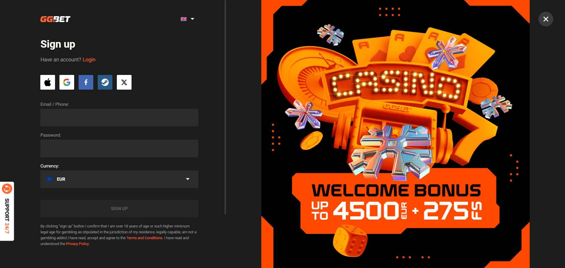 GGBet login