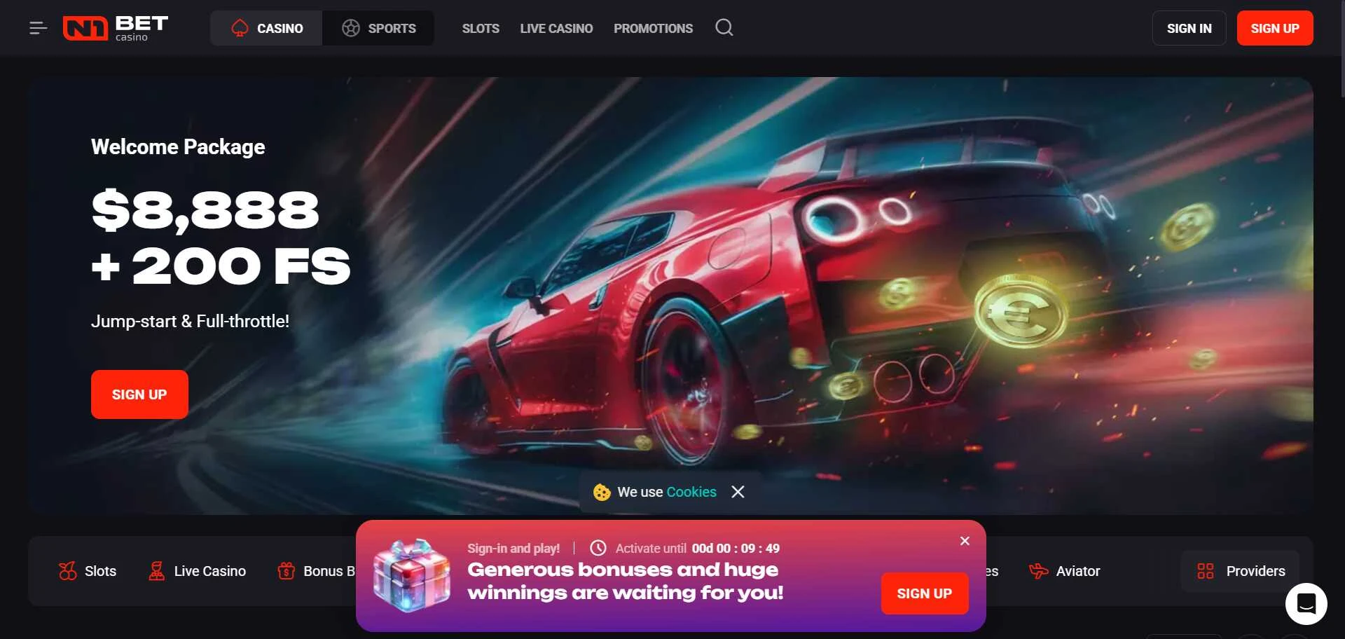 N1bet HP screenshot