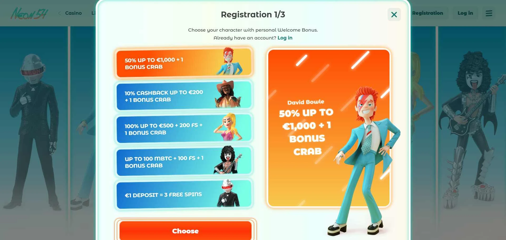 Neon54 registration 1/3 screenshot