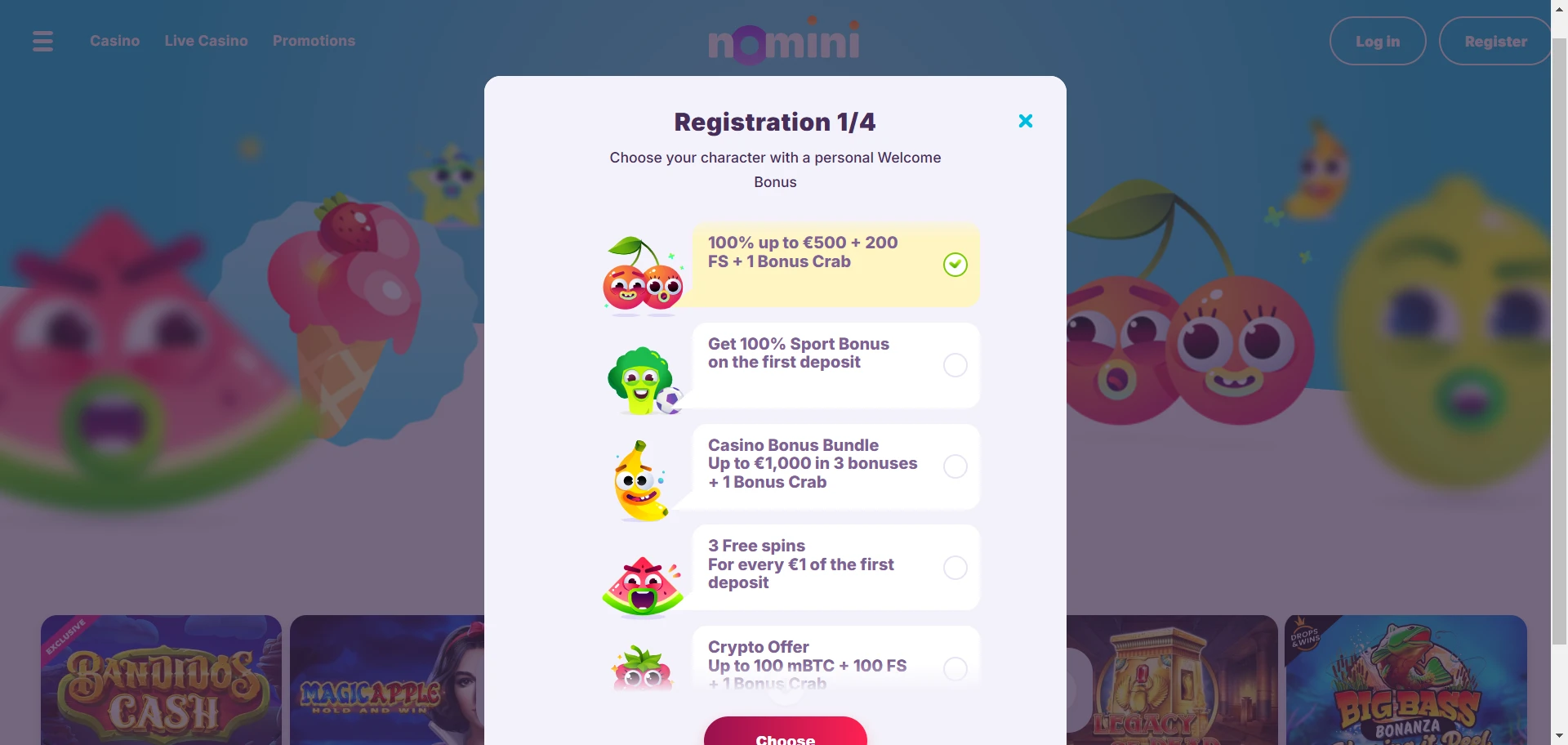 Nomini registration 1/4 screenshot
