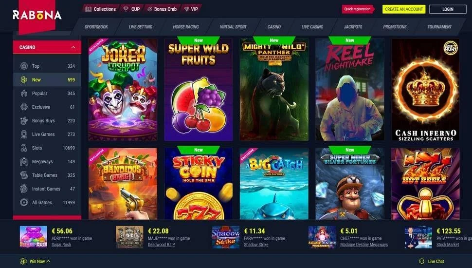 Rabona Casino Games