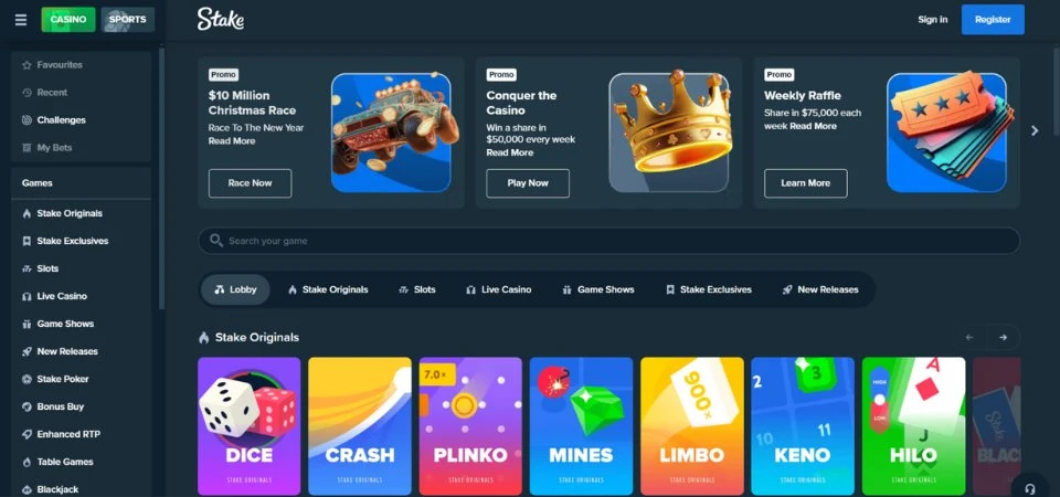 stake casino home page