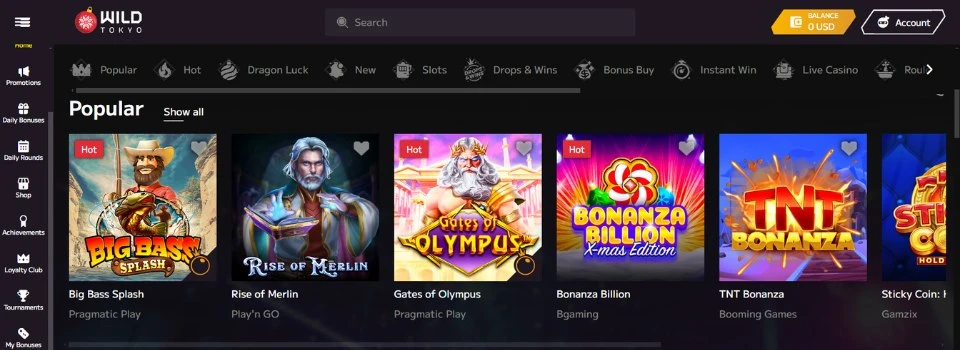 wild tokyo games section