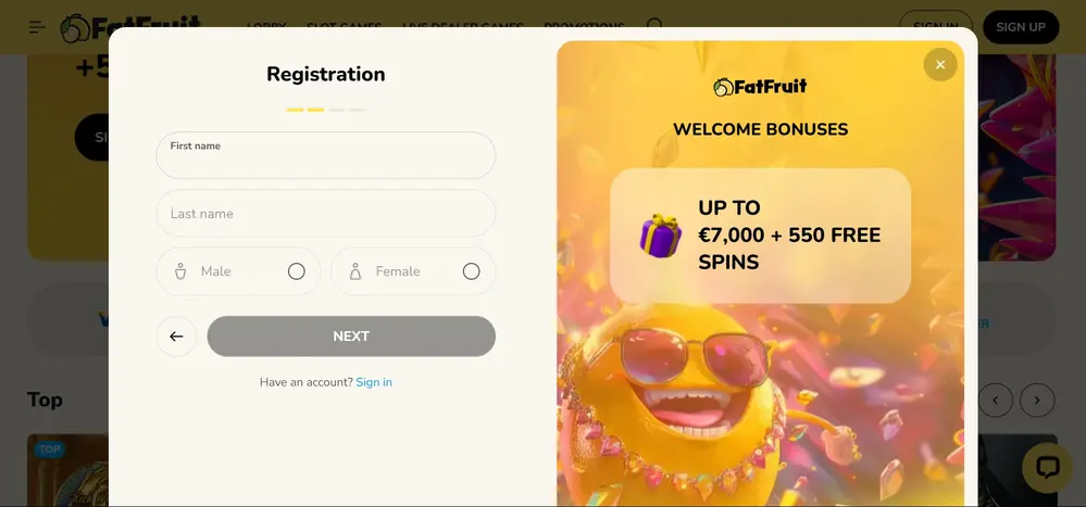 fatfruit sign up 1