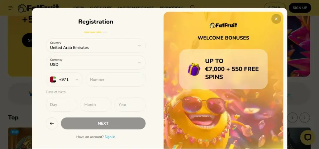 fatfruit sign up 4
